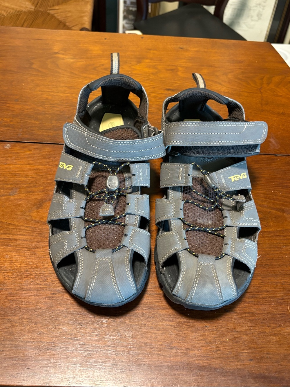 Teva Men’s Gray Sport Sandals Hook & Loop Adjustable Straps Rubber Sole
